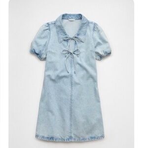 American Eagle Outfitters Blue Denim DRESS L LARGE LIGHT ACID WASH JEAN NWT